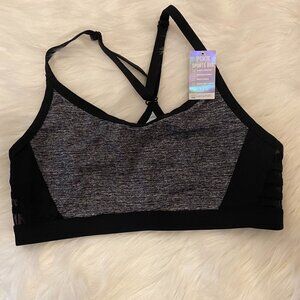 Victoria Secret Pink Ultimate Unlined Strappy Sports Bra Size Medium Gray Black